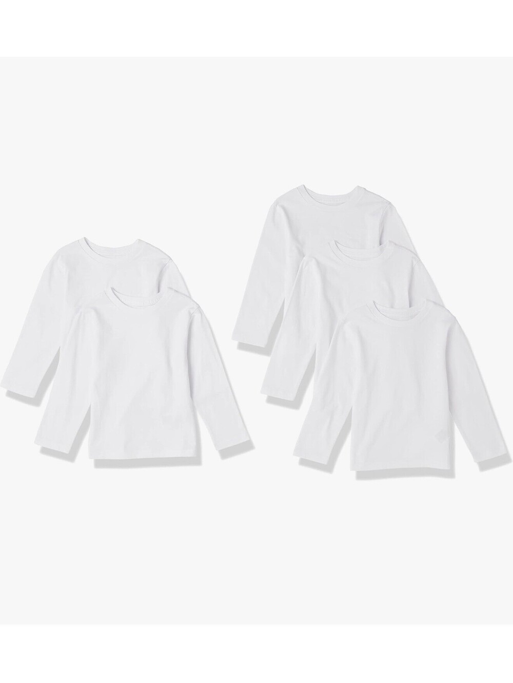 New Amazon Essentials Boys Long Sleeve T-Shirts Pack of 5 XL School Wear White